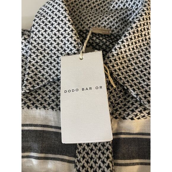 DoDo Bar Or Cotton Button Up Shirt Dress w Belt Black White Check Size Small New - Picture 10 of 13